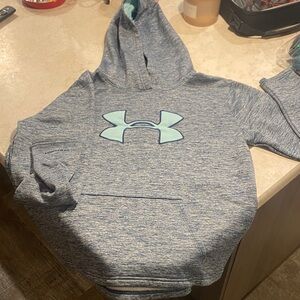 Under Armour Heathered Gray Hoodie with Light Blue Logo